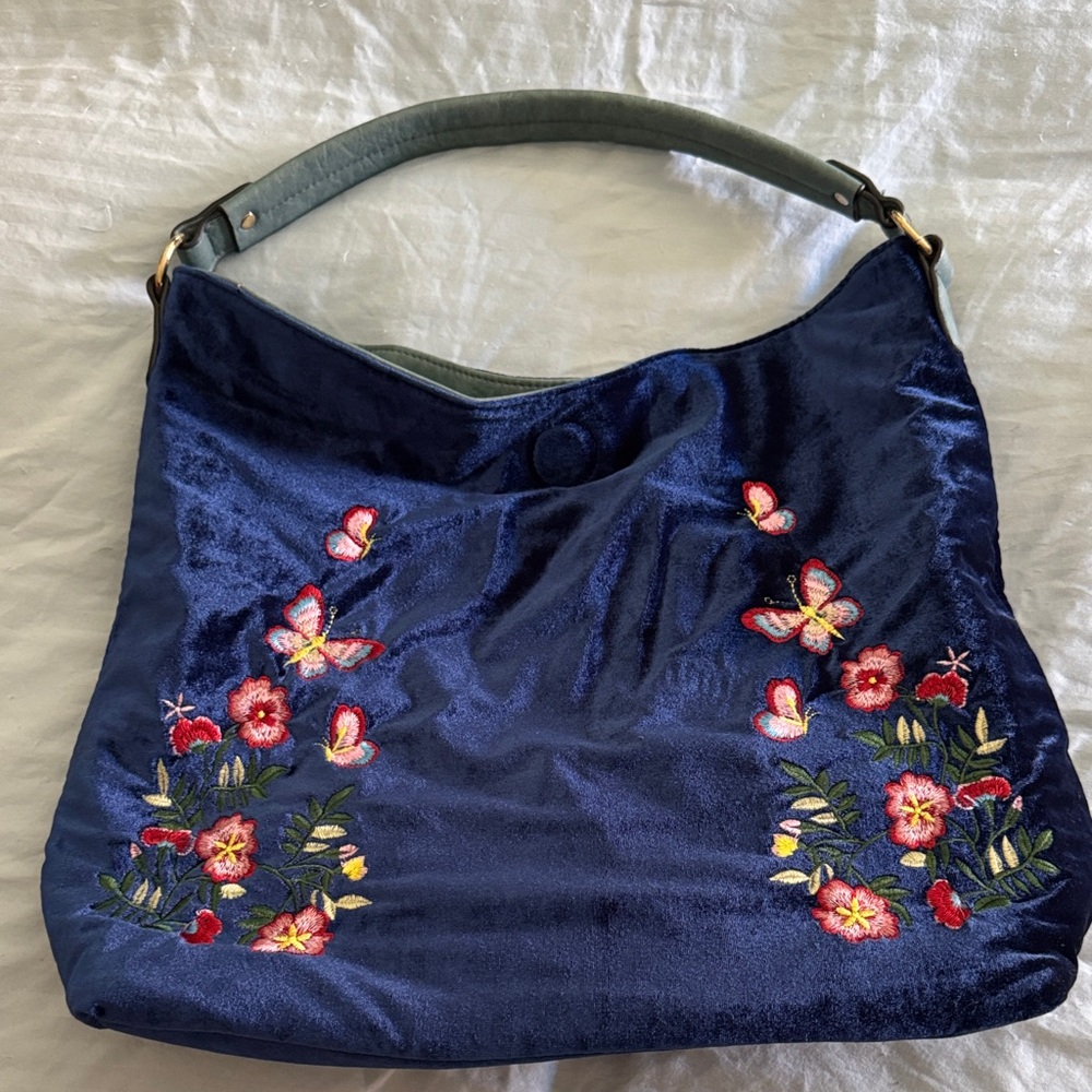 Velour & leather fux Bag